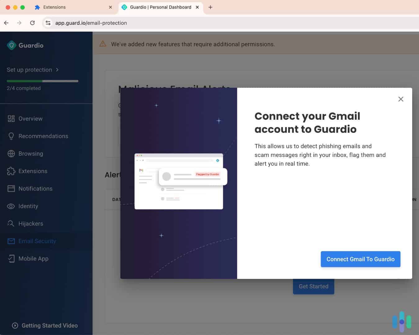 Giving Guardio permission to protect our Gmail account Giving Guardio permission to protect our Gmail account