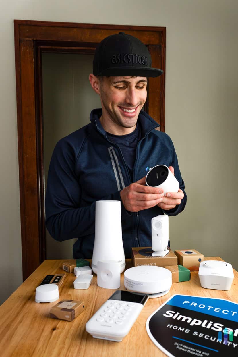 Corey testing out the SimpliSafe products Corey testing out the SimpliSafe products