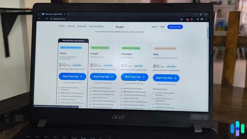 Here s the Aura 14-day free trial we signed up for. Here s the Aura 14-day free trial we signed up for.