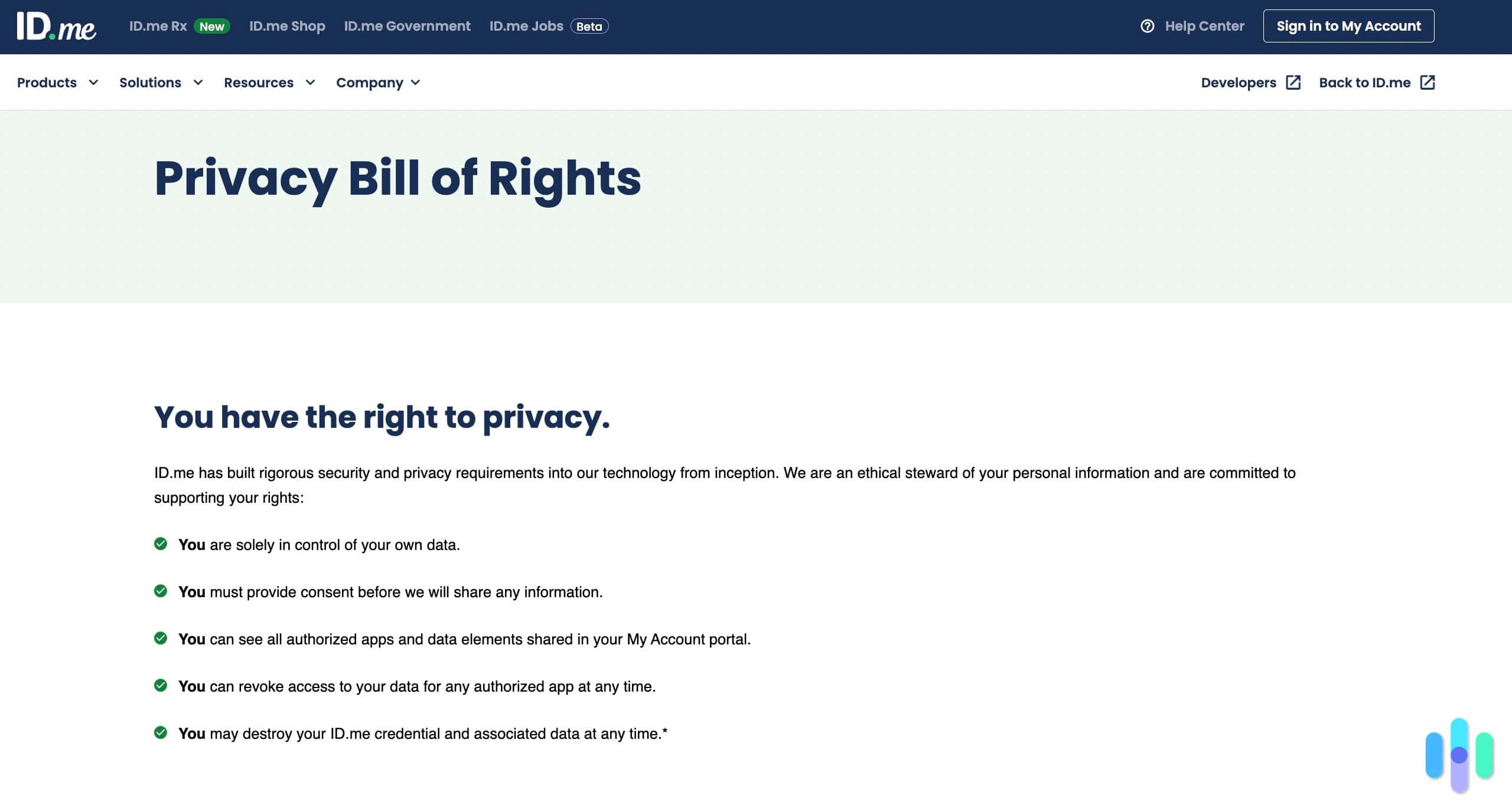 ID.me Privacy Bill of Rights ID.me Privacy Bill of Rights