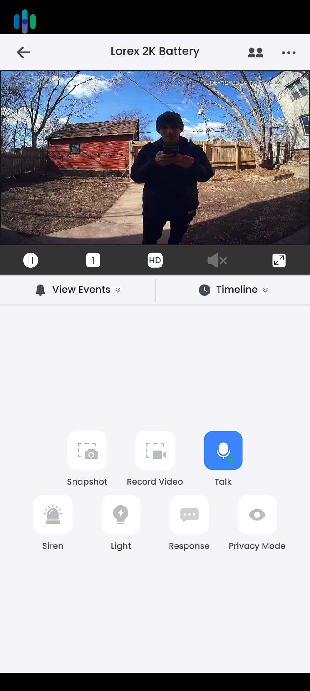 Doorbell settings on the Lorex app Doorbell settings on the Lorex app