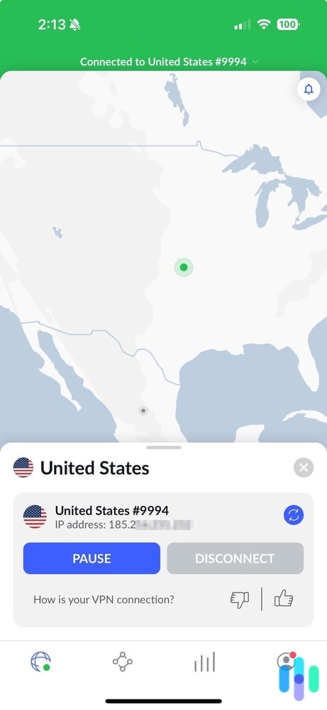 NordVPN App using a US IP address NordVPN App using a US IP address