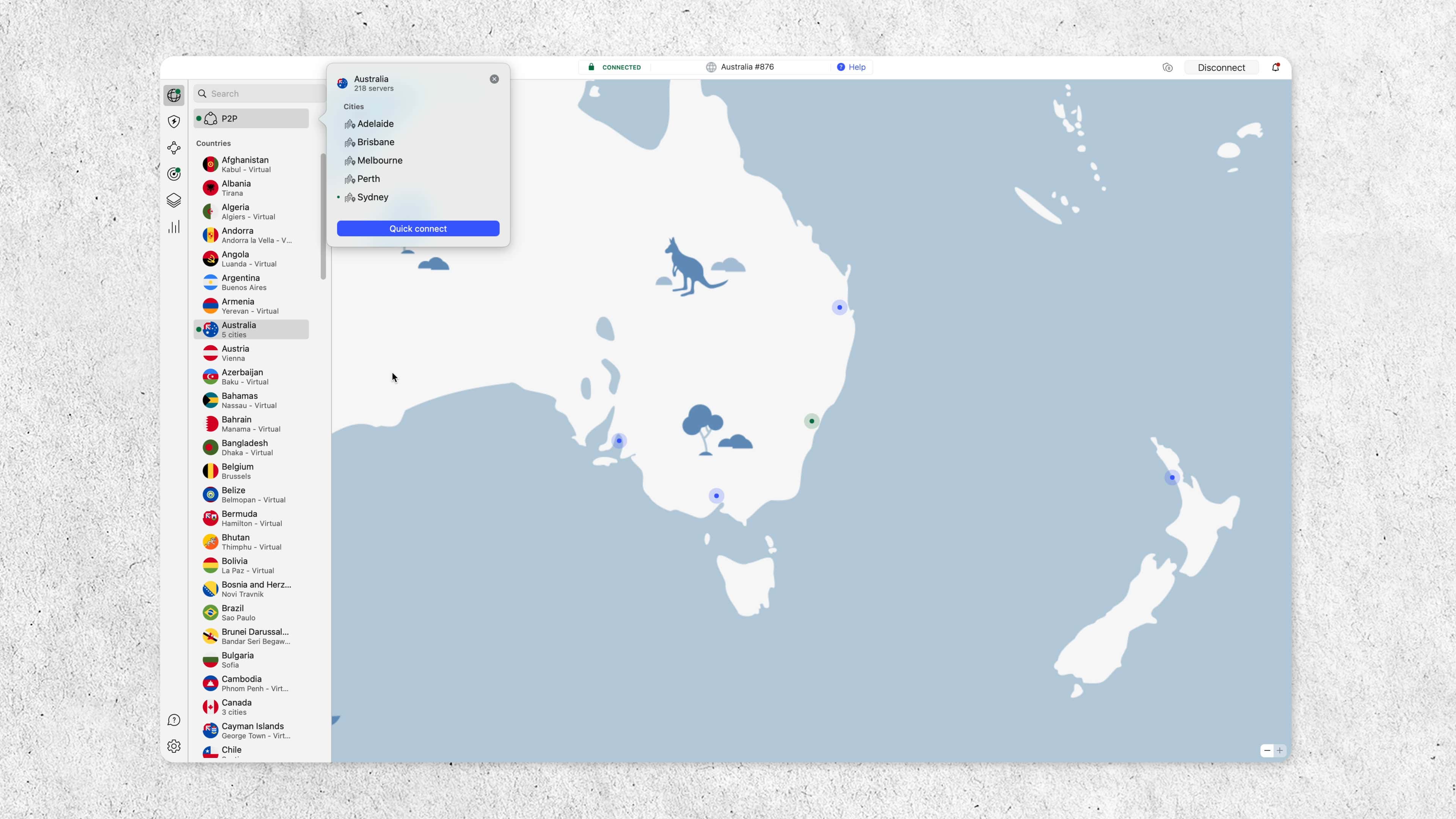 NordVPN connected to Sydney NordVPN connected to Sydney