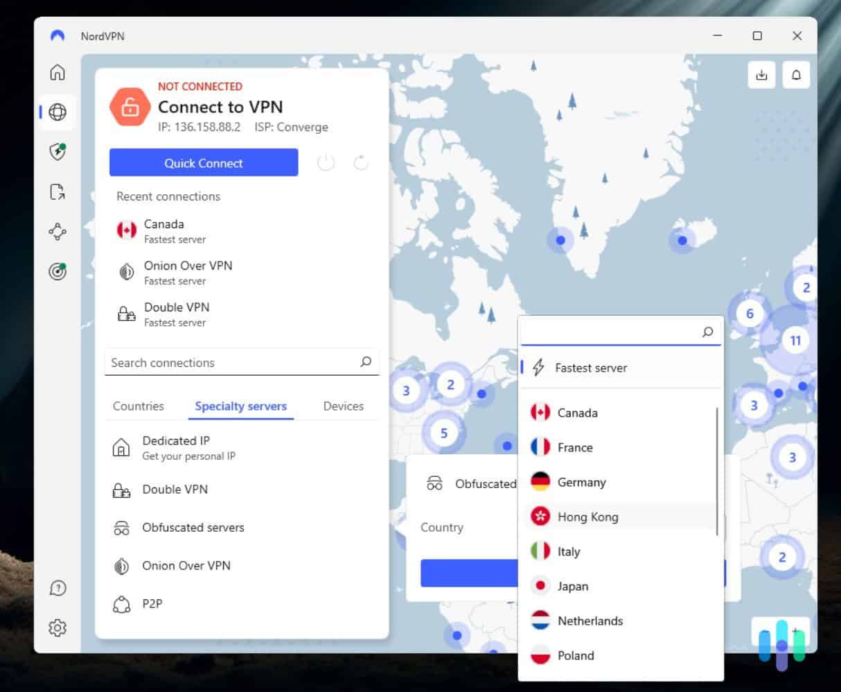 Obfuscated servers are specialty servers_ we found only 16 countries in NordVPN’s list of obfuscated servers Obfuscated servers are specialty servers; we found only 16 countries in NordVPN’s list of obfuscated servers