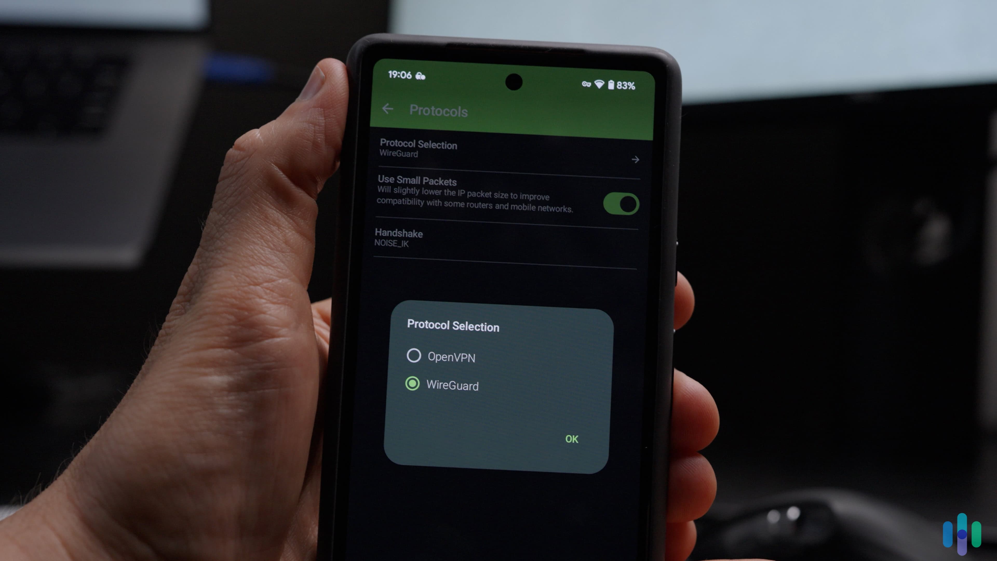 PIA protocols on Android (2) Switching between PIA’s VPN protocols on our Android phone was simple enough.