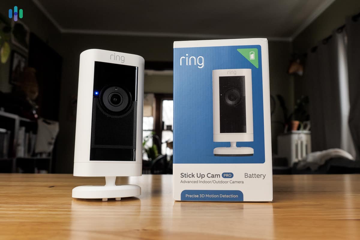 Ring Stick Up Cam Pro and its box Ring Stick Up Cam Pro and its box