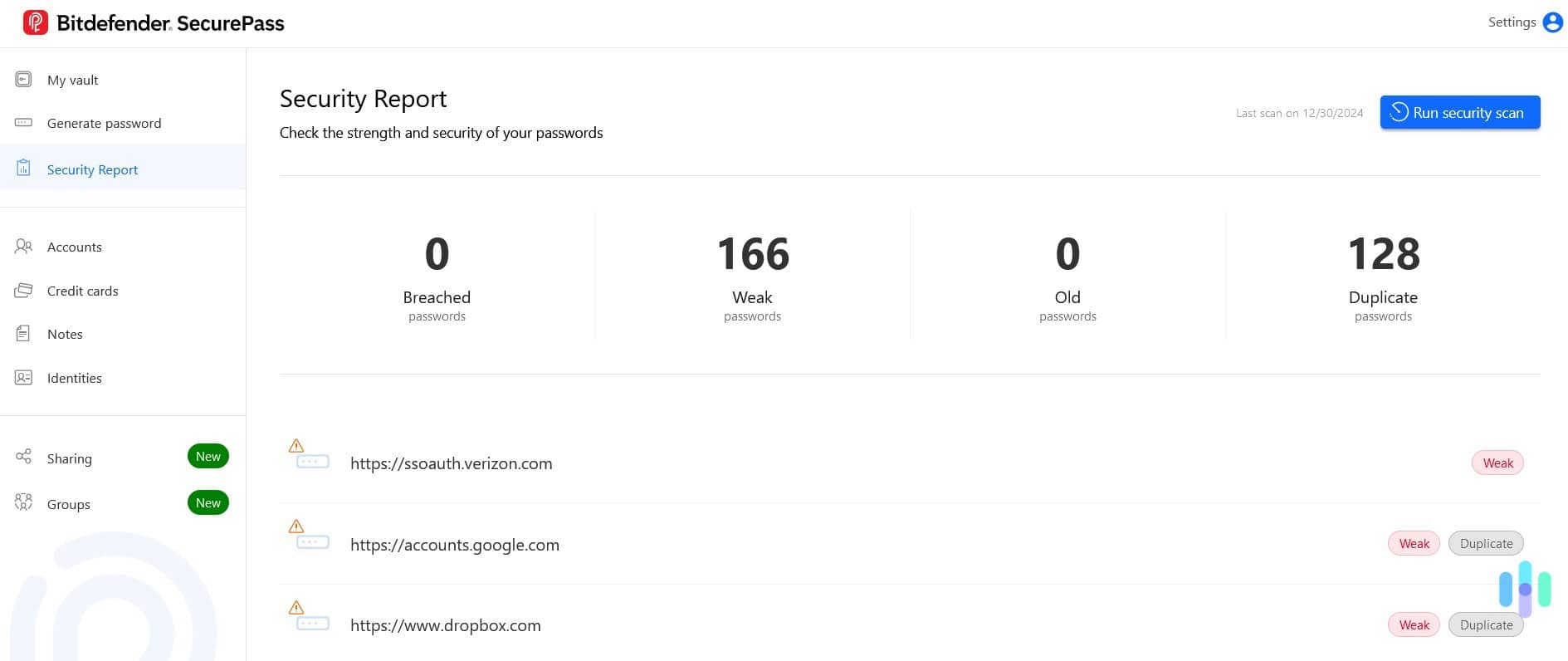 Strangely, the dashboard Security Report was less detailed than the report in the mobile app Strangely, the dashboard Security Report was less detailed than the report in the mobile app
