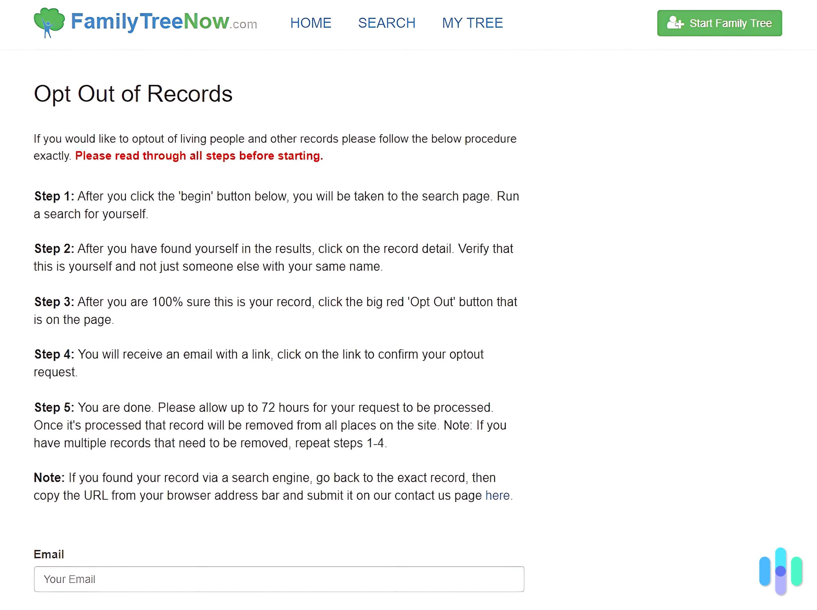 The first step is to find FamilyTreeNow’s opt-out page. The first step is to find FamilyTreeNow’s opt-out page.
