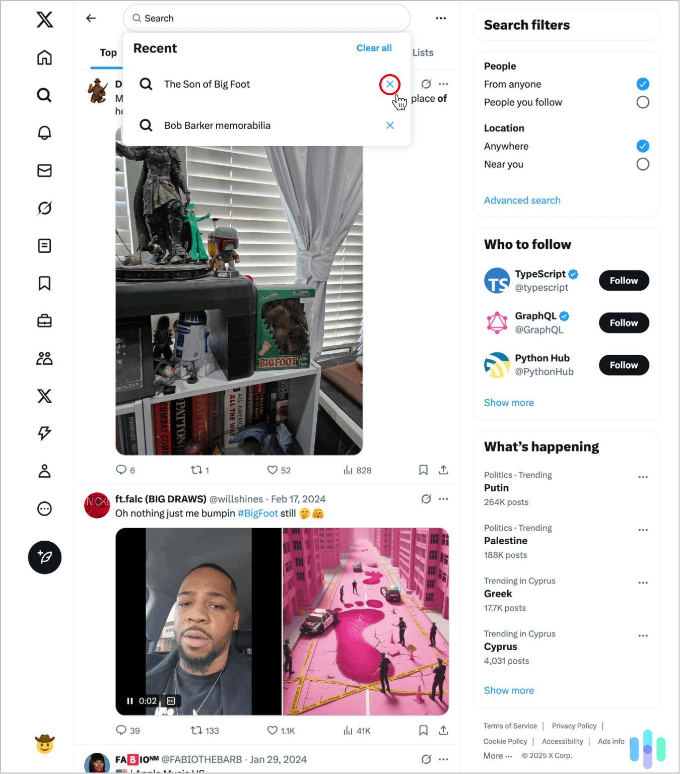 Clearing an individual search term from our desktop X search history Clearing an individual search term from our desktop X search history