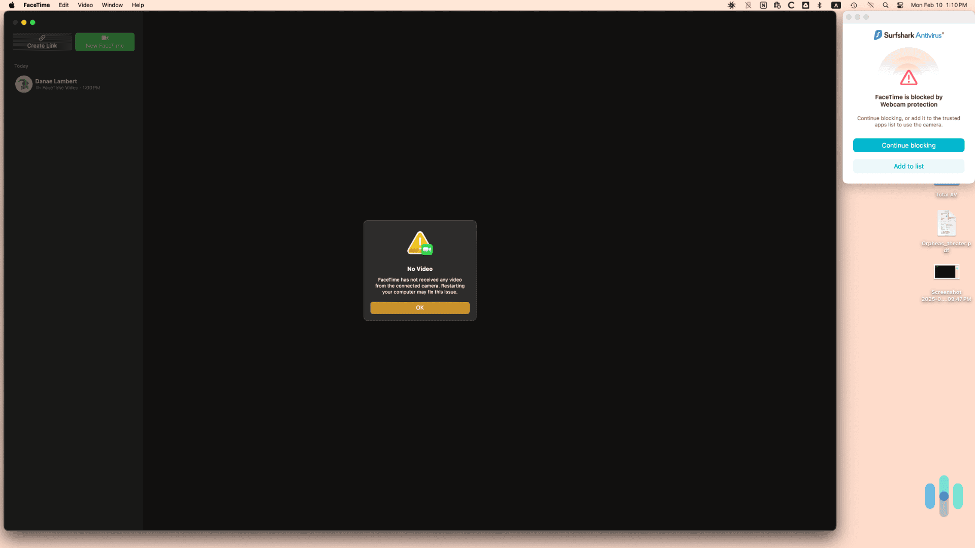 Surfshark’s webcam protection shutting down our camera. Surfshark's webcam protection shutting down our camera.