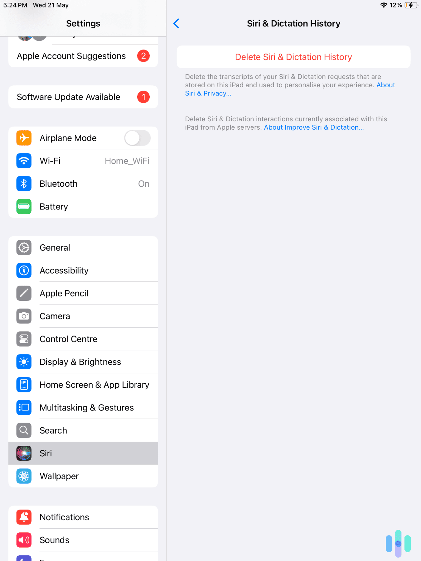 Deleting our Siri History on our iPad