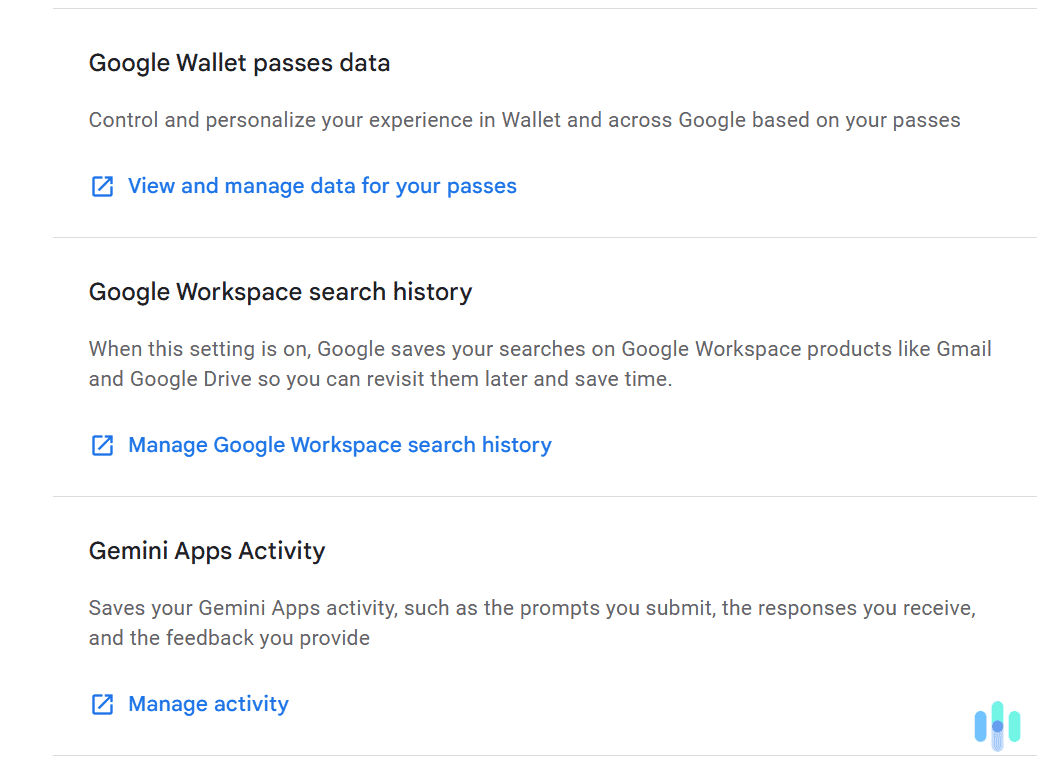 Access your Google Workspace search history.