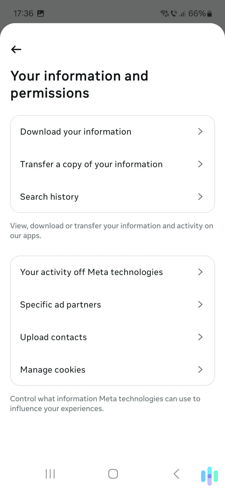 Access your search history.