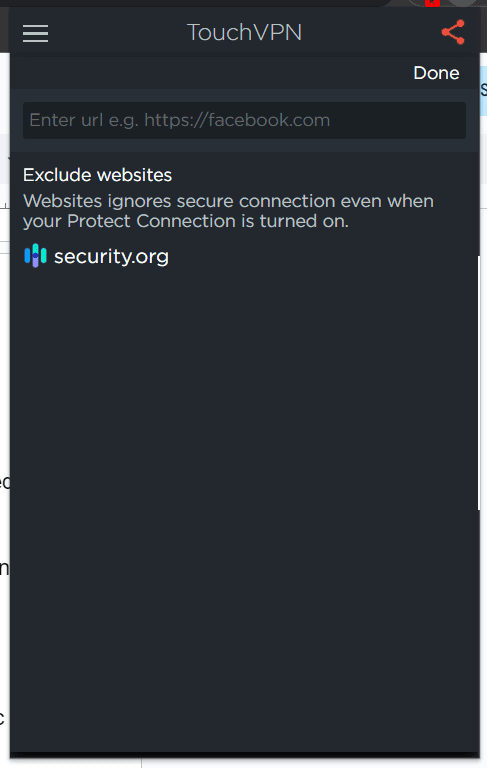 An example of a VPN browser extension with split tunneling An example of a VPN browser extension with split tunneling