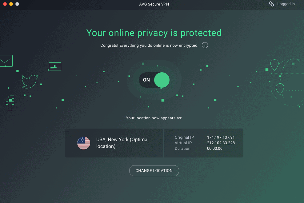 AVG VPN on Mac On App AVG VPN on Mac On App