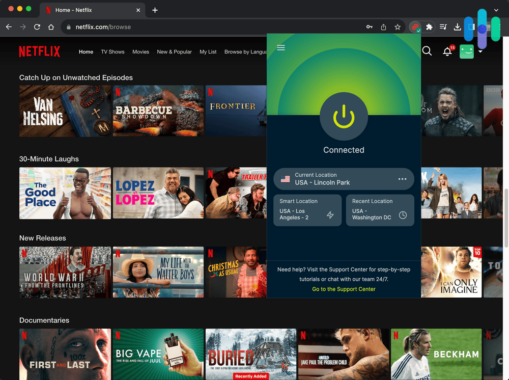 Browsing Netflix while using the ExpressVPN Chrome App Browsing Netflix while using the ExpressVPN Chrome App