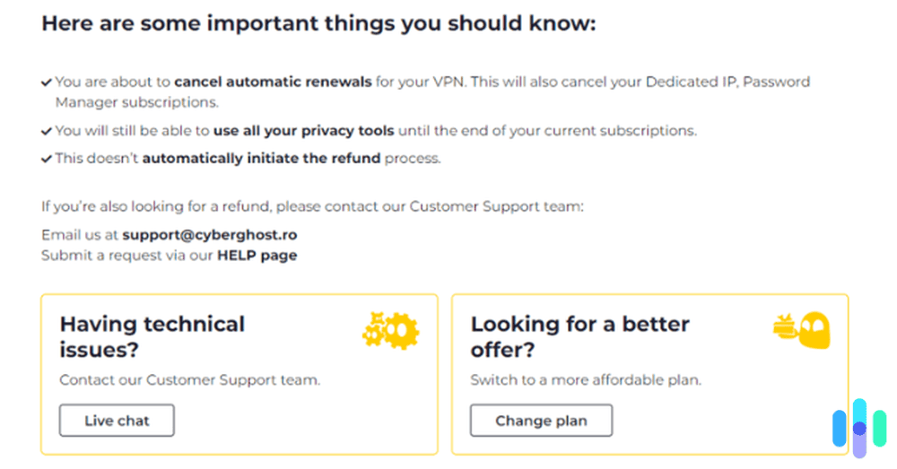 Cancelling CyberGhost Canceling CyberGhost