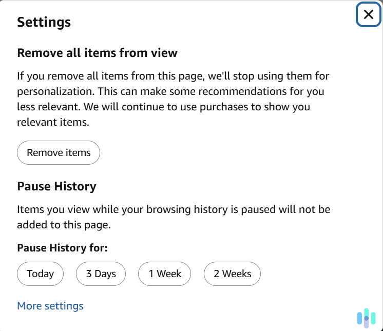 Clear your entire Amazon search history with just one button.