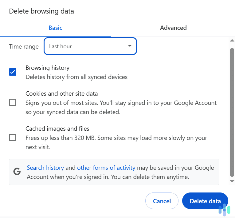 Click the blue button to remove your search history. Click the blue button to remove your search history.