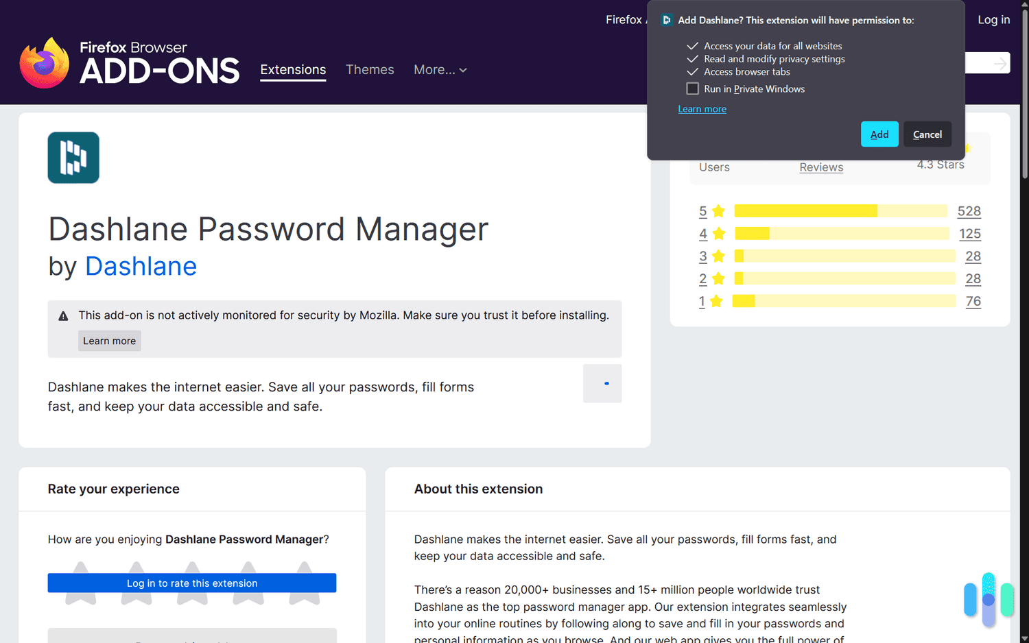 We added Dashlane to our Firefox browser to get a first-person perspective of using Dashlane’s Firefox extension. We added Dashlane to our Firefox browser to get a first-person perspective of using Dashlane’s Firefox extension.