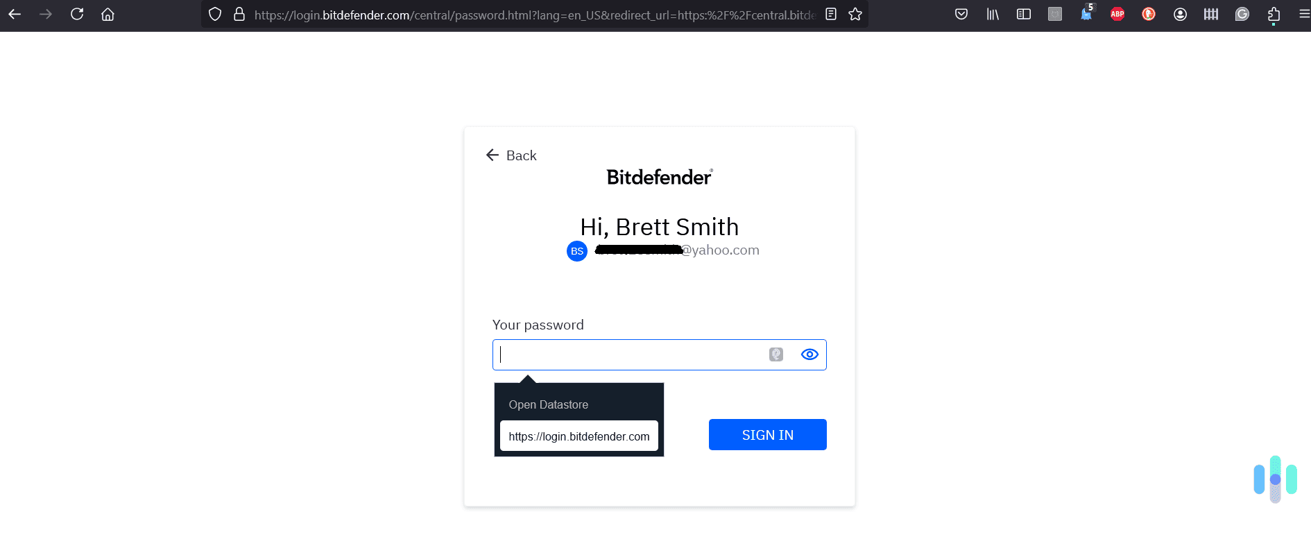 Logging into Bitdefender (above) is different from logging into Secure Pass Logging into Bitdefender (above) is different from logging into Secure Pass