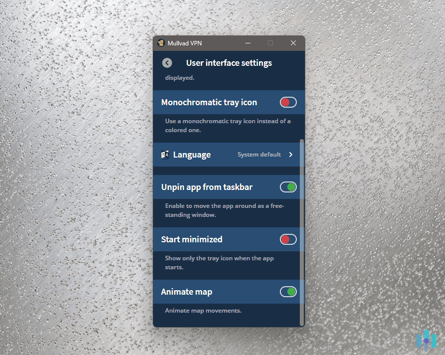 Mullvad’s user interface now allows customizations, including animated map movements when connecting to the VPN Mullvad’s user interface now allows customizations, including animated map movements when connecting to the VPN