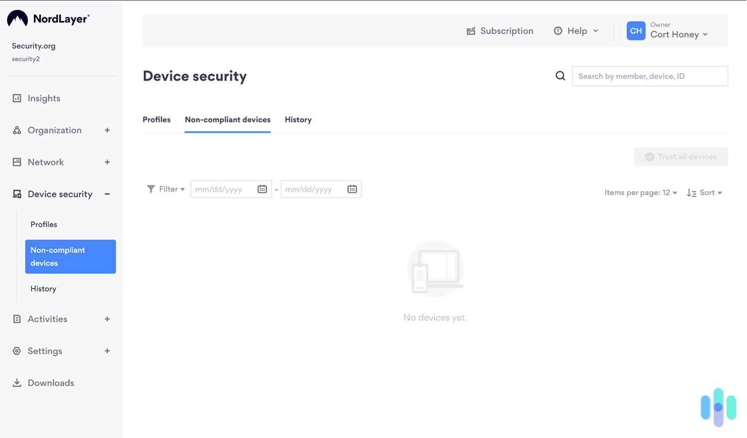 NordLayer provided us with a complete list of noncompliant devices so we could see which devices needed updating.