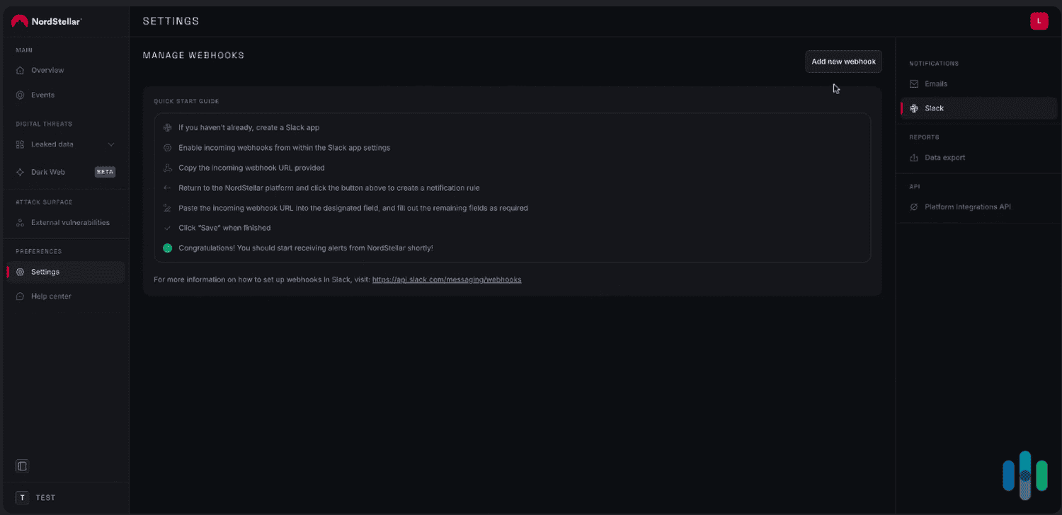 NordStellar can deliver alerts via webhook to communication platforms used by your organization, such as Slack. NordStellar can deliver alerts via webhook to communication platforms used by your organization, such as Slack.