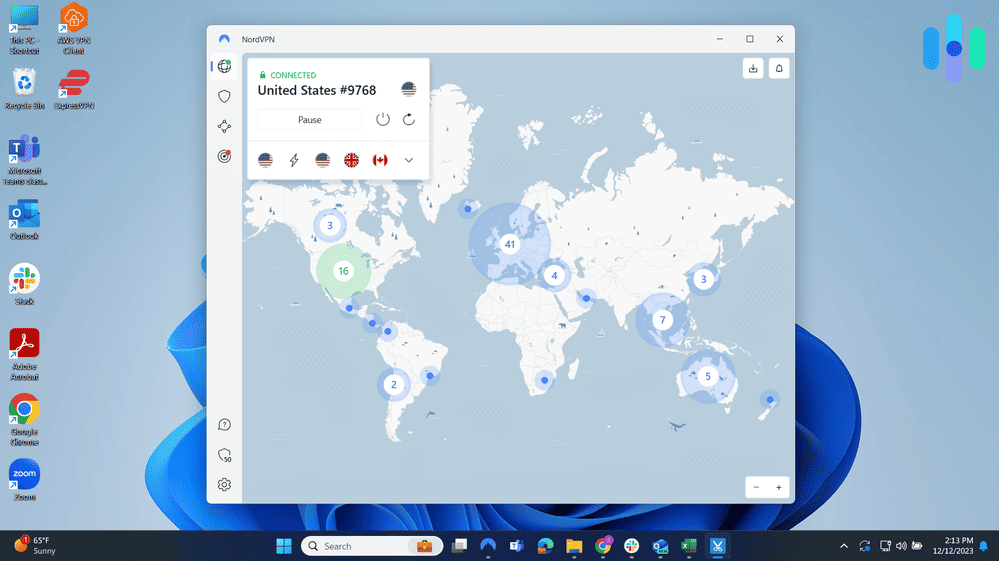 NordVPN App on Windows NordVPN App on Windows