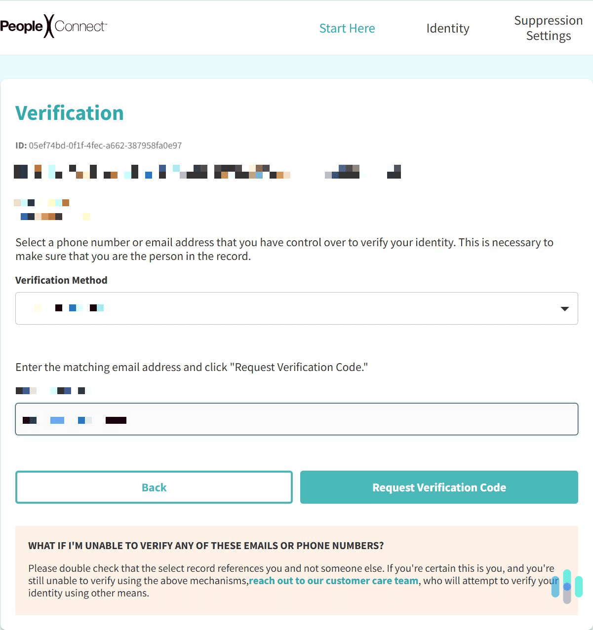 Perform the final verification process to finalize the data removal request.