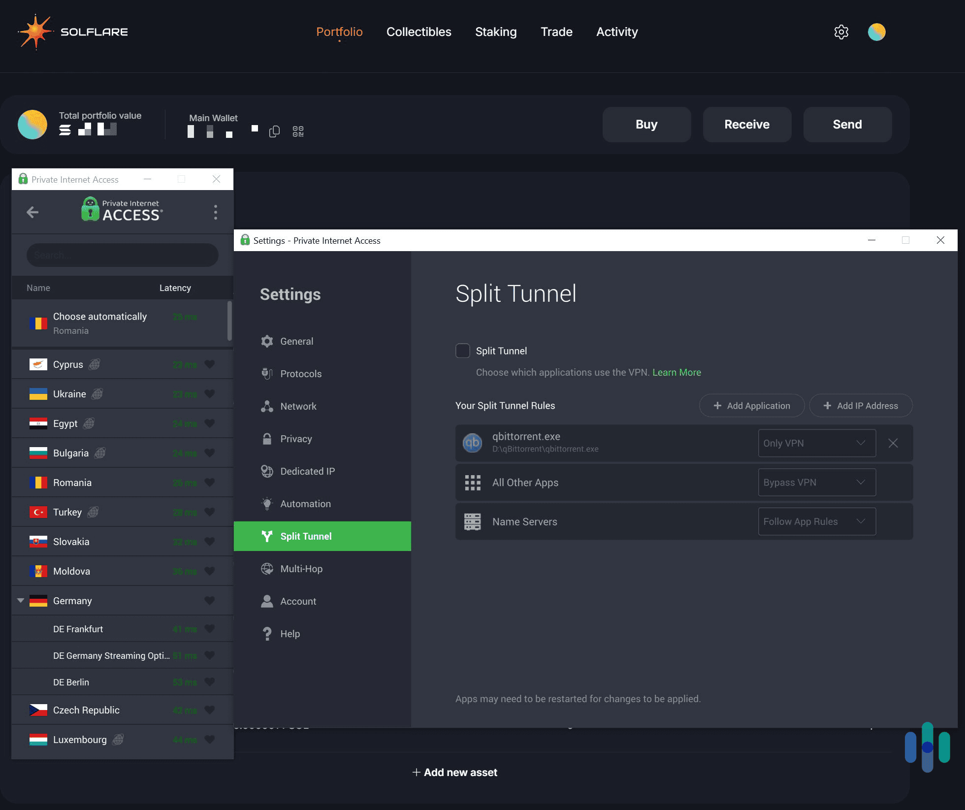 Private Internet Access’s apps make it very simple to connect to servers and change different settings. Private Internet Access's apps make it very simple to connect to servers and change different settings.