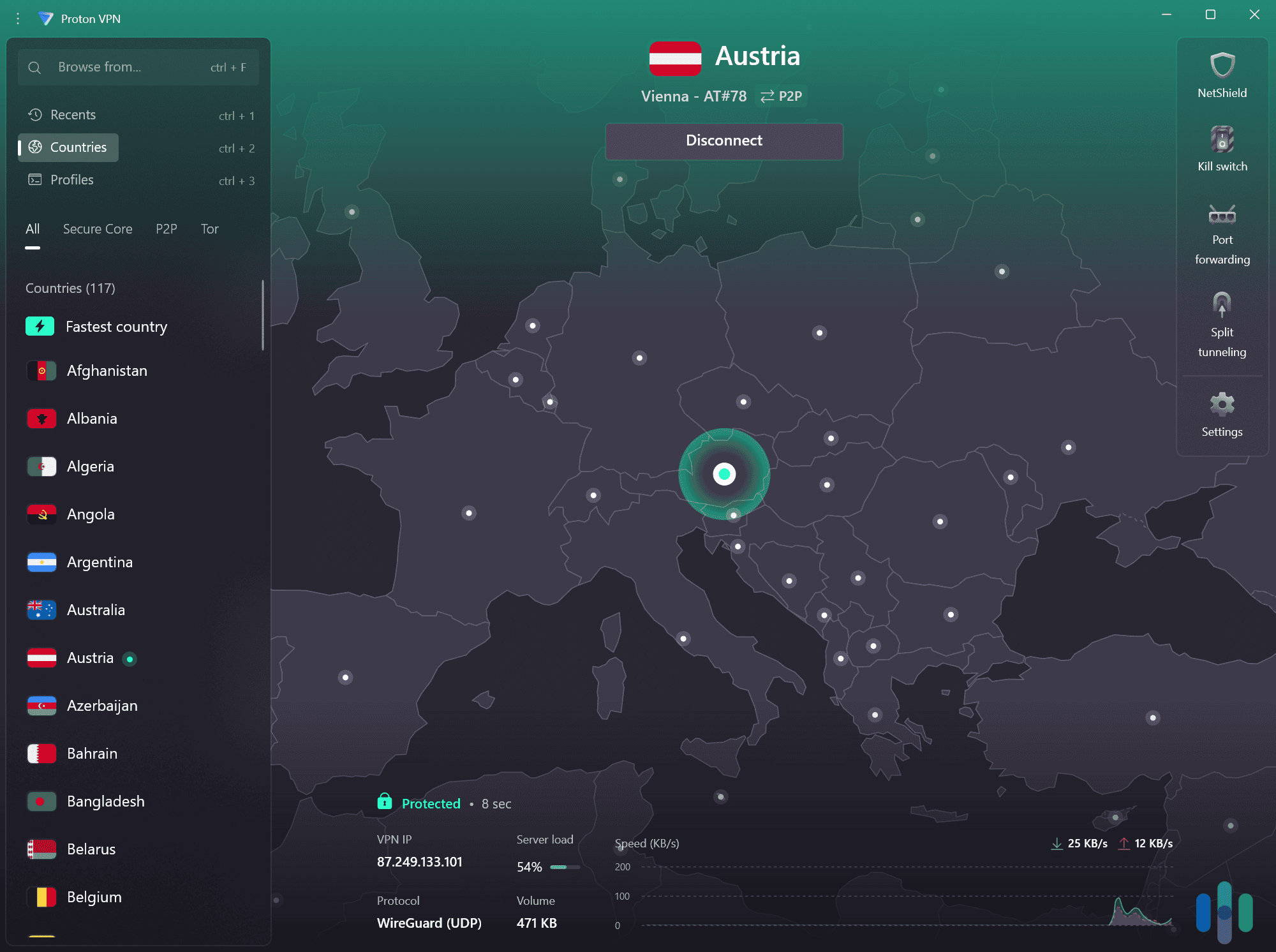 Proton VPN has servers across 117 countries.