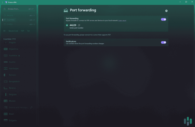 Proton VPN’s Linux app has built-in support for port forwarding to improve P2P speeds. Proton VPN's Linux app has built-in support for port forwarding to improve P2P speeds.