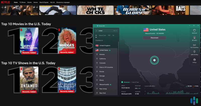 Proton VPN worked with all top streaming services in our tests. Proton VPN worked with all top streaming services in our tests.