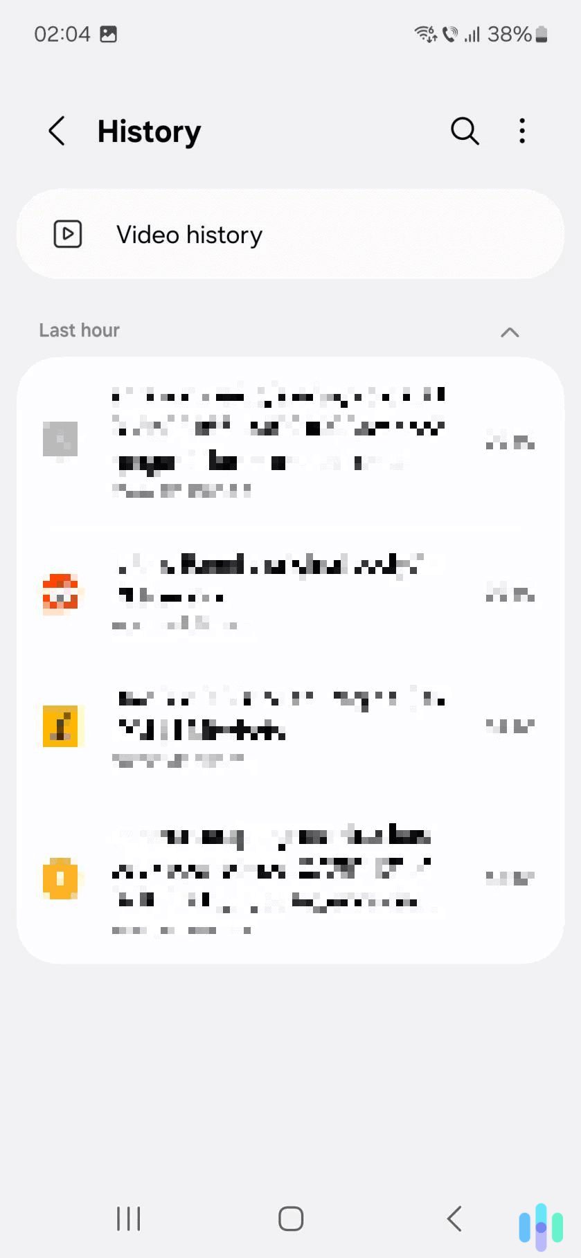 Select the three-dot menu icon to access the option to clear your search history.