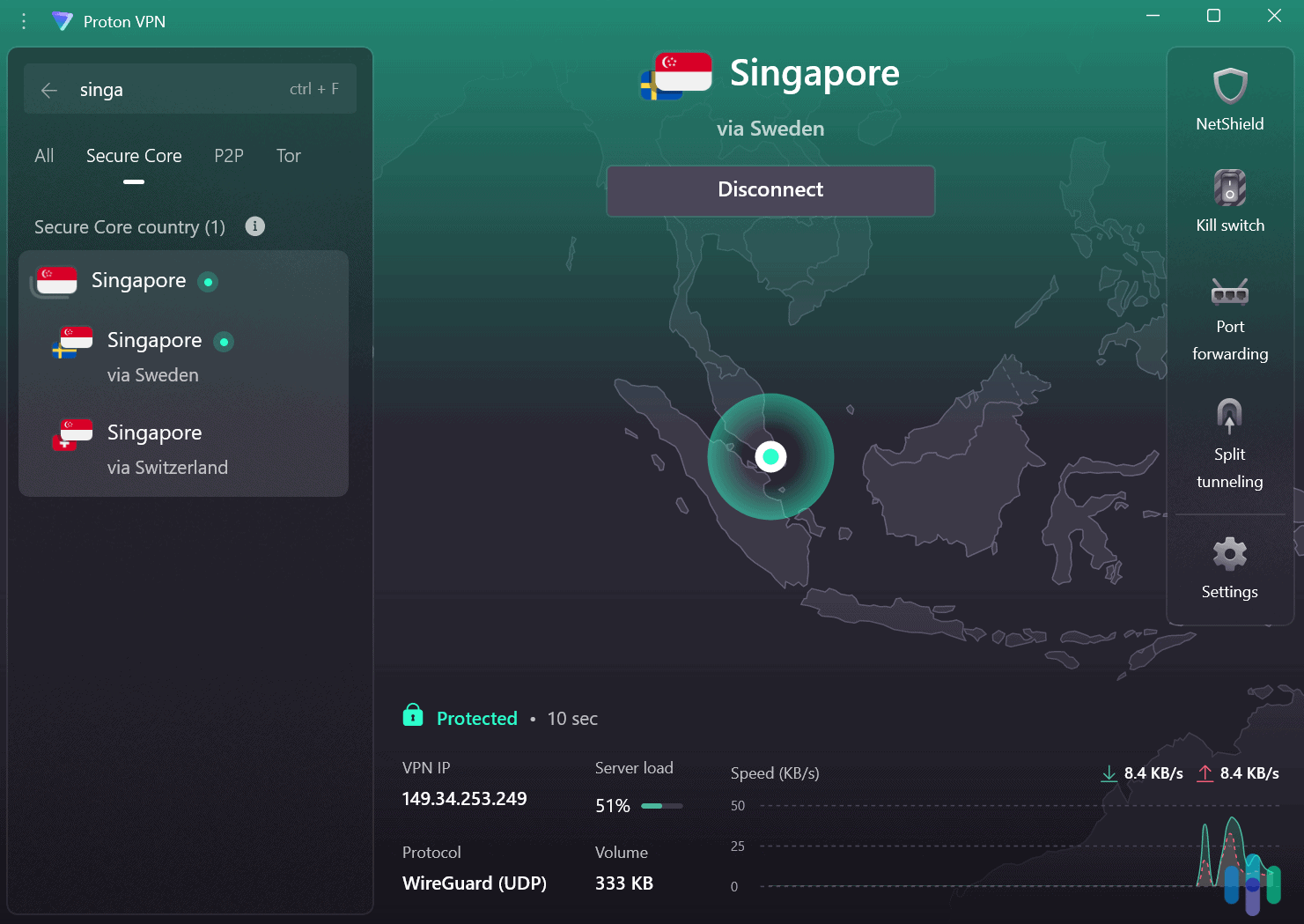 Singaporean users can enjoy enhanced privacy via Proton VPN’s Secure Core servers. Singaporean users can enjoy enhanced privacy via Proton VPN's Secure Core servers.