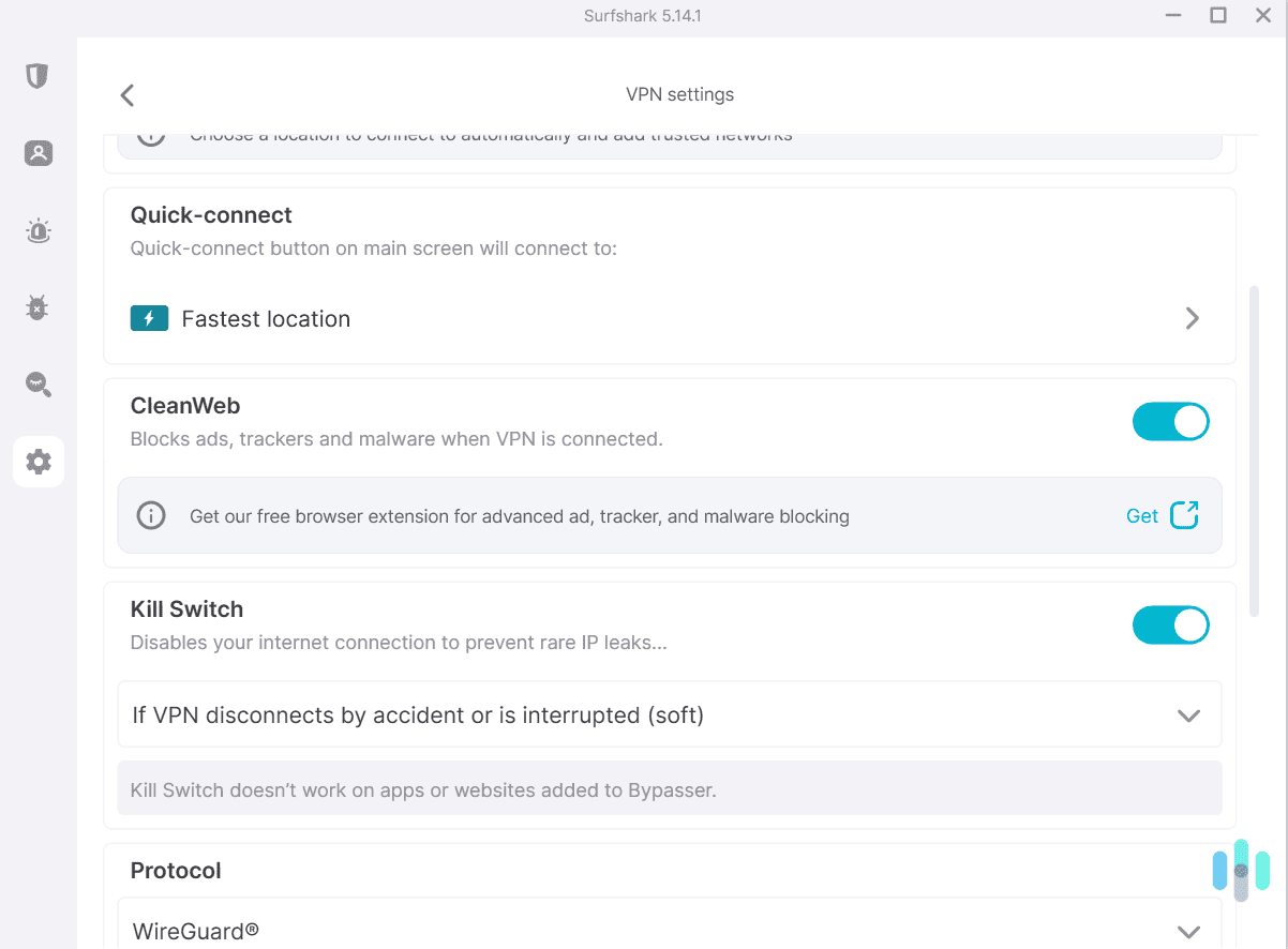 Surfshark provides built-in access to a pretty good ad blocker. Surfshark provides built-in access to a pretty good ad blocker.