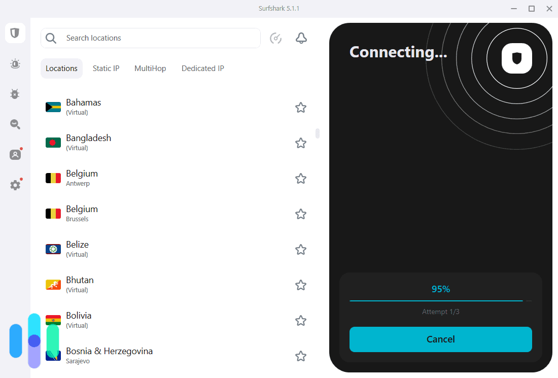 Surfshark VPN stuck while connecting Surfshark VPN stuck while connecting