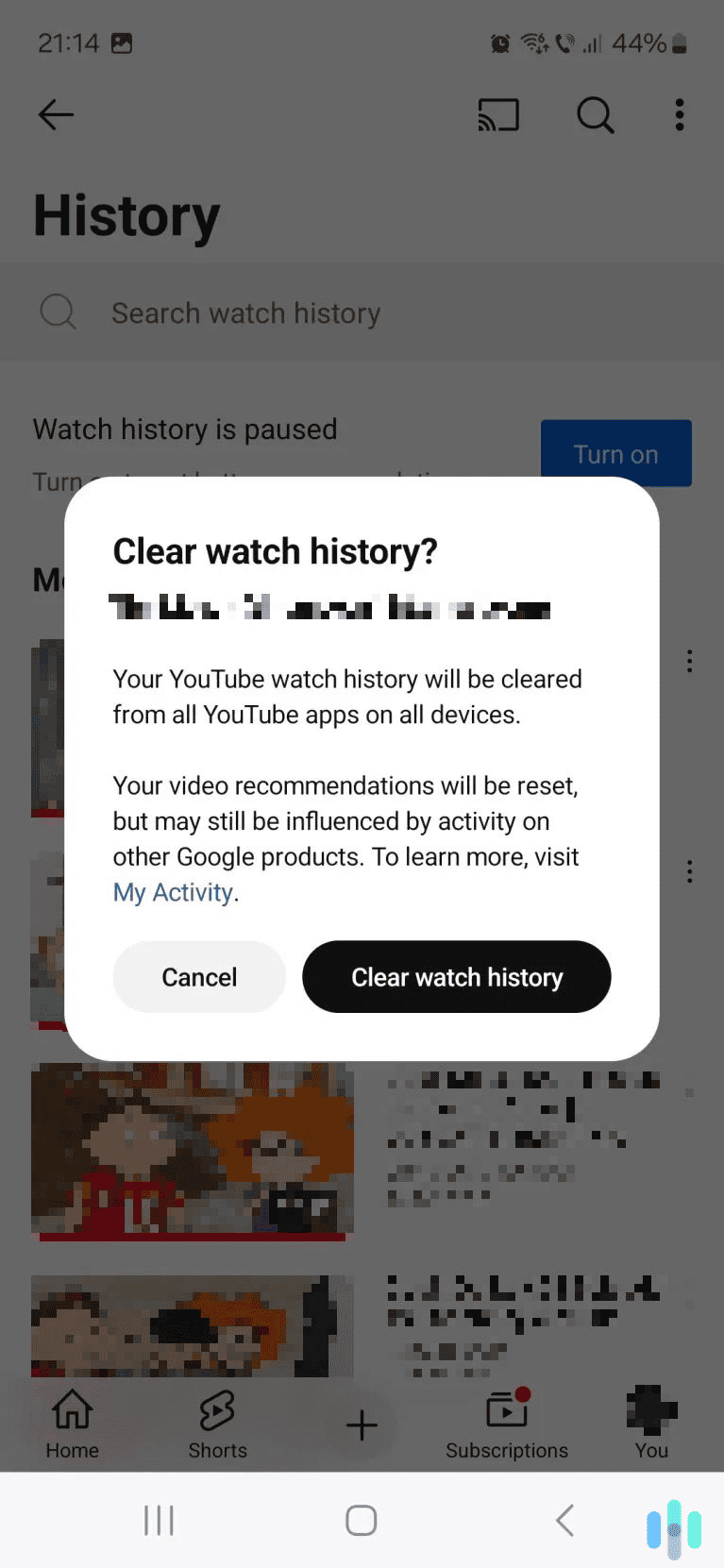 Tap the button on the right to start deleting your watch history. Tap the button on the right to start deleting your watch history.