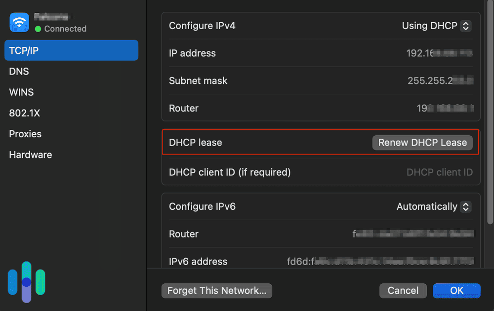 TCP/IP settings on Mac TCP/IP settings on Mac