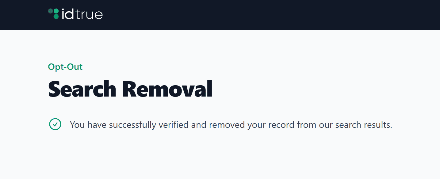 This is the final confirmation message for your data removal request. This is the final confirmation message for your data removal request.