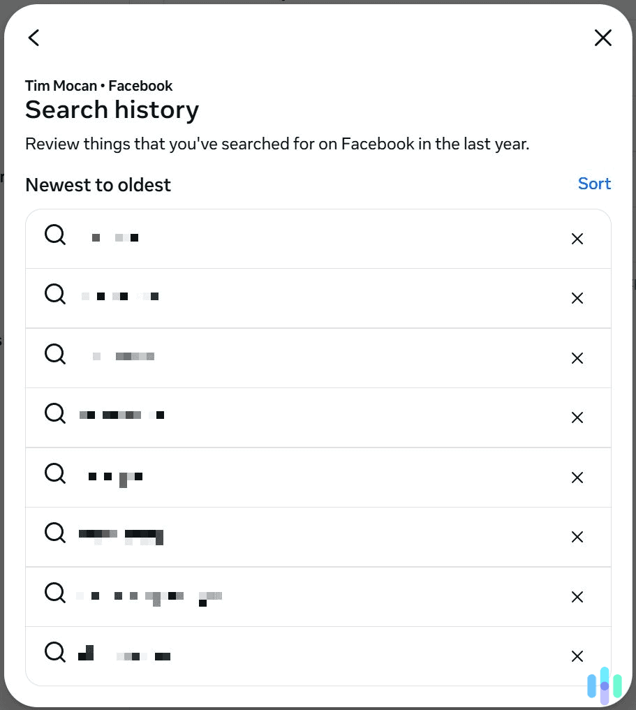 Use the X icon to remove your searches. Use the X icon to remove your searches.