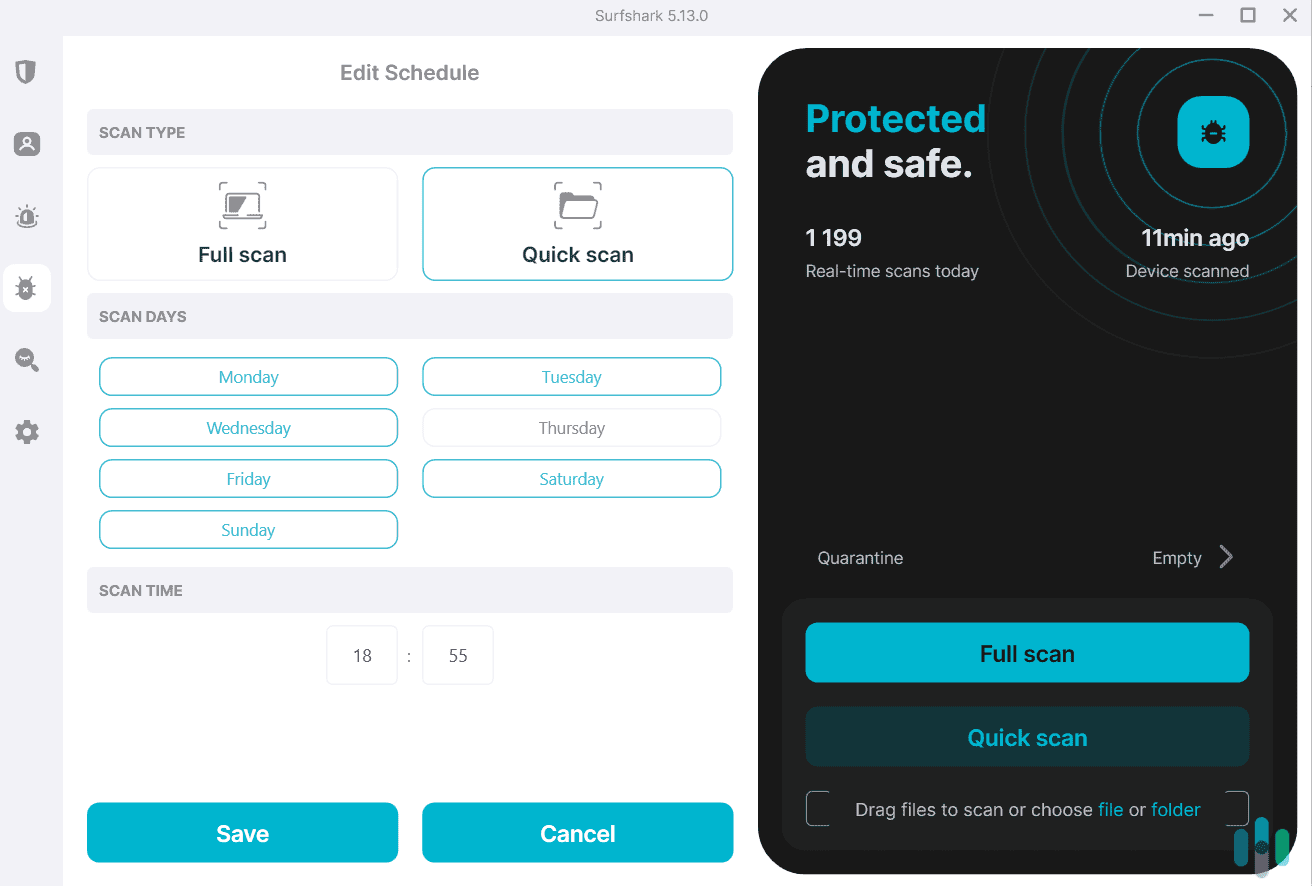 We found Surfshark’s all-in-one app very intuitive. We found Surfshark's all-in-one app very intuitive.