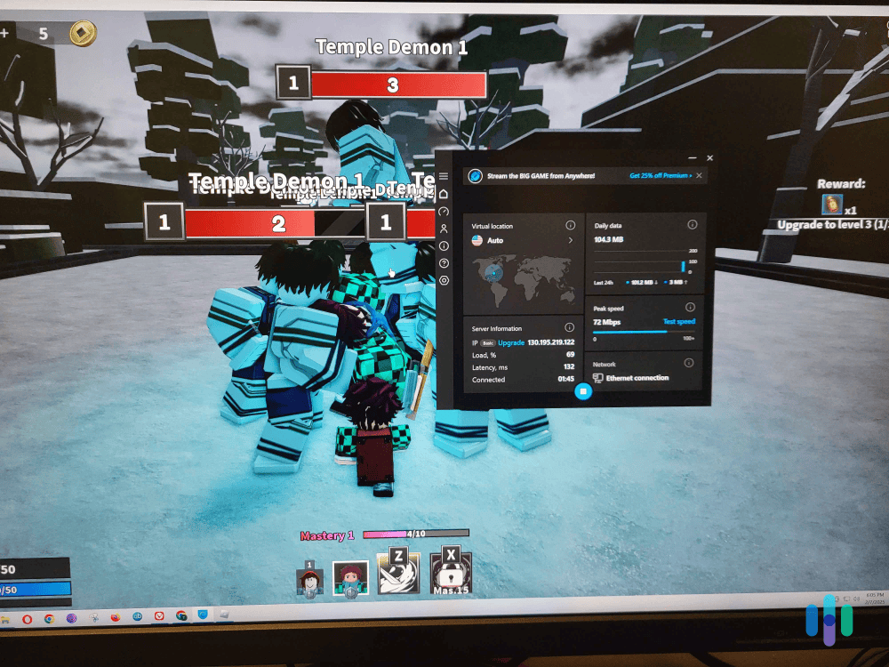 We were able to use Hotspot Shield_s free plan to play Demon Warriors on Roblox as much as we wanted thanks to its unlimited data. We were able to use Hotspot Shield's free plan to play Demon Warriors on Roblox as much as we wanted thanks to its unlimited data.