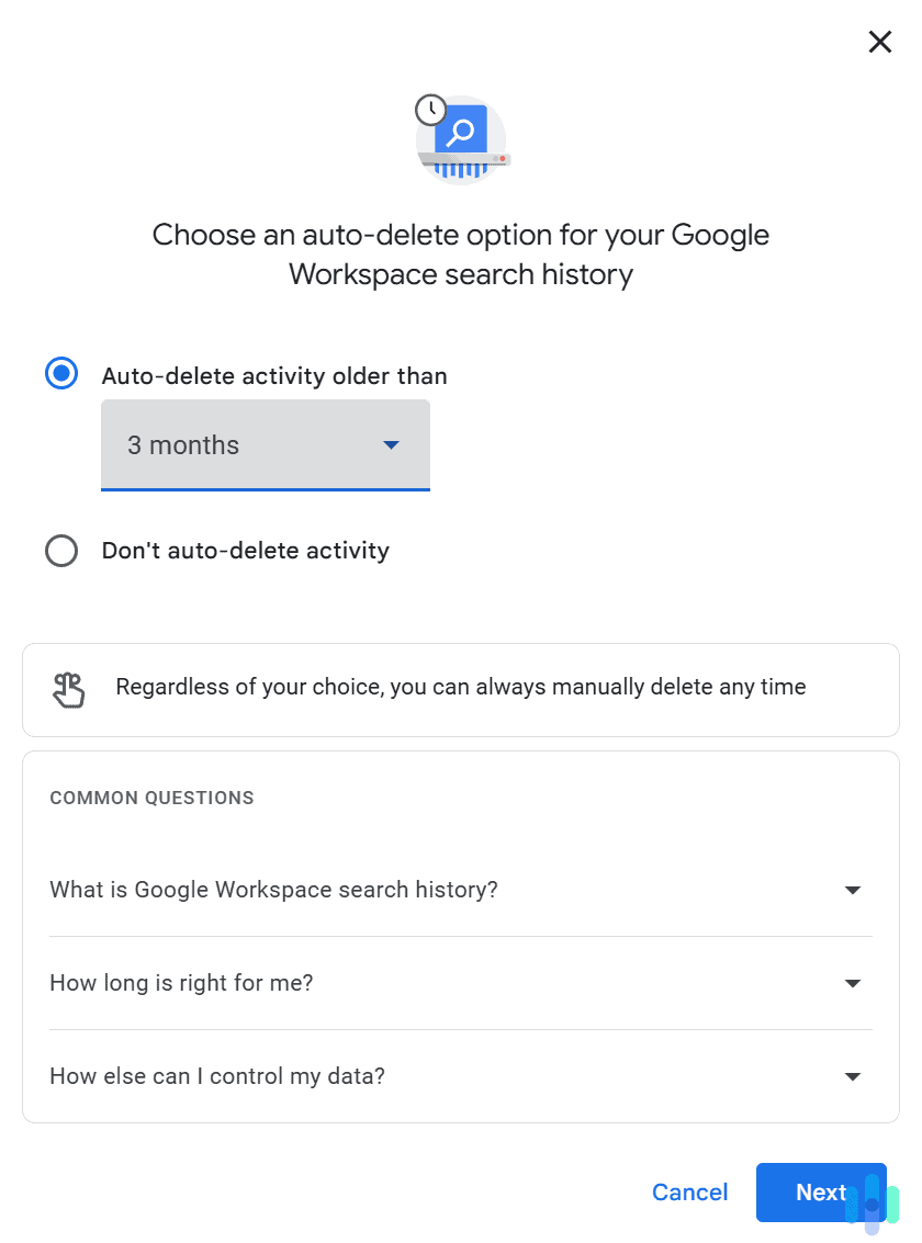 You can use the auto-delete menu to automatically clear Gmail search history after certain time periods.