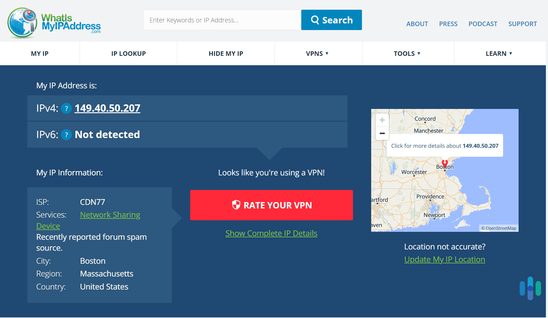 Your IP address can reveal a lot of information about your current location, like what city you're located in.